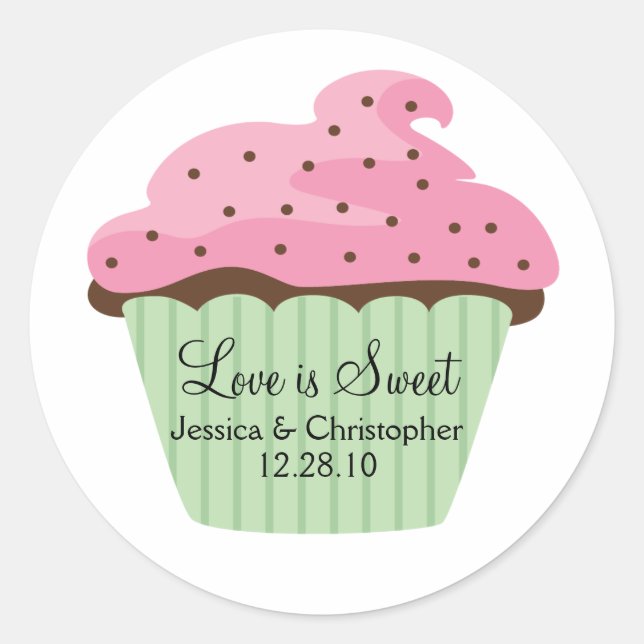 Love is Sweet - Cupcake Classic Round Sticker (Front)