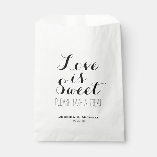Love is sweet custom wedding candy buffet bw favor bag