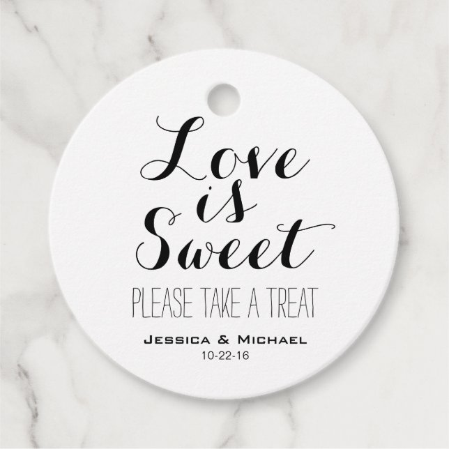 Love is sweet custom wedding candy buffet favor fa tags (Front)
