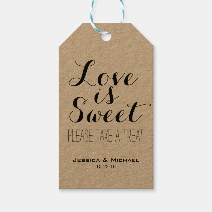 Love is sweet custom wedding candy buffet favor gift tags | Zazzle