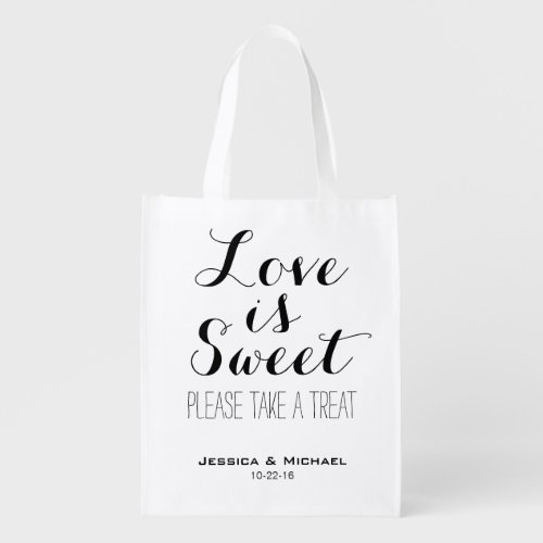 Love is sweet custom wedding candy buffet favor grocery bag