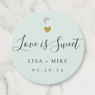 Love is Sweet Custom Wedding Candy Sage Green Favor Tags