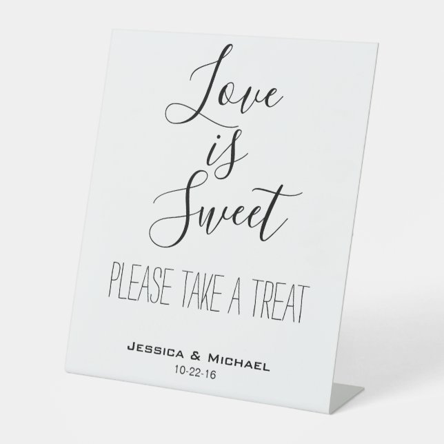 Love is sweet custom wedding favor candy buffet  pedestal sign (Front)