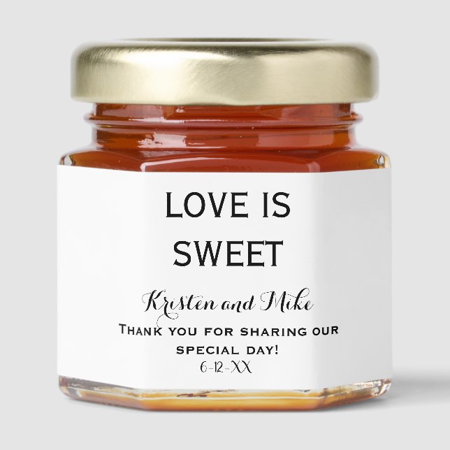 Love is Sweet Custom Wedding Favor Honey Jar Favors (Front)