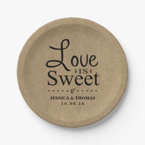 Love Is Sweet Custom Wedding Paper Plates