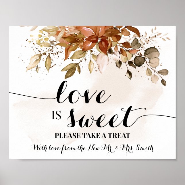 Love is Sweet Dessert Table Autumn Shower Wedding Poster (Front)