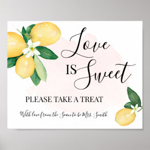 Love is Sweet Dessert Table Shower Wedding Lemons Poster