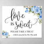 Love Is Sweet Dessert Table Sign Wedding Blue at Zazzle