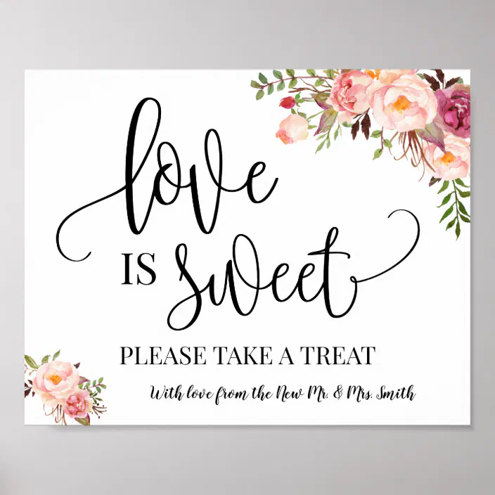Love Is Sweet Take A Treat Acrylic Wedding Sign Wedding Decor