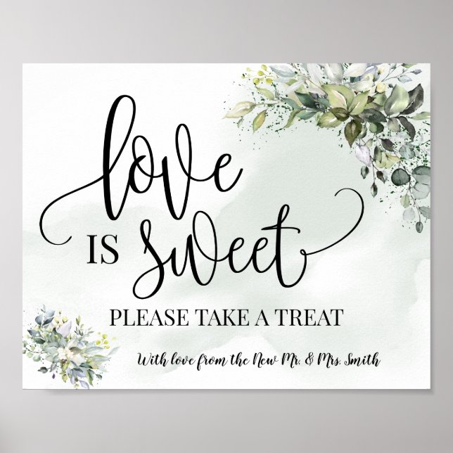 Love is Sweet dessert table wedding eucalyptus Poster (Front)
