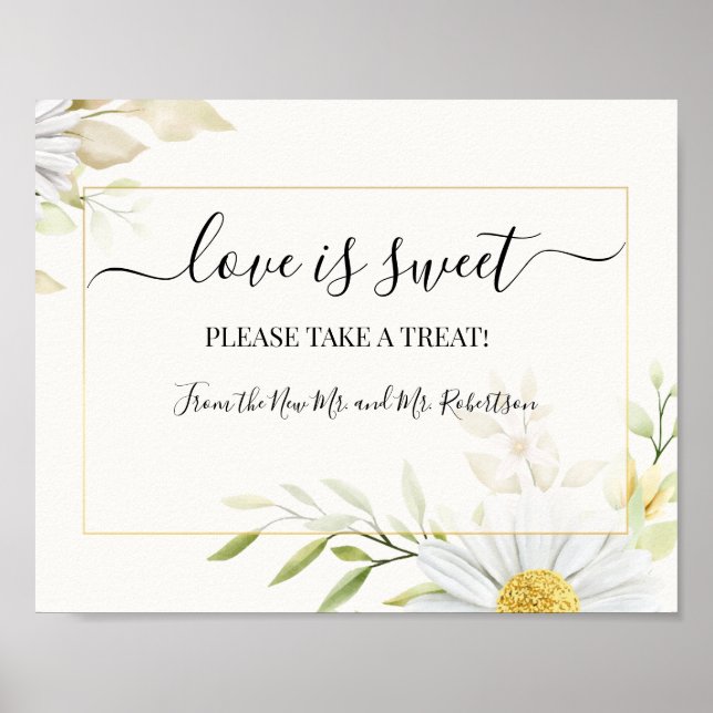 Love is Sweet Dessert Table Wedding Greenery Sign (Front)