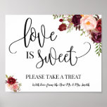 Love Is Sweet Dessert Table Wedding Marsala Sign at Zazzle