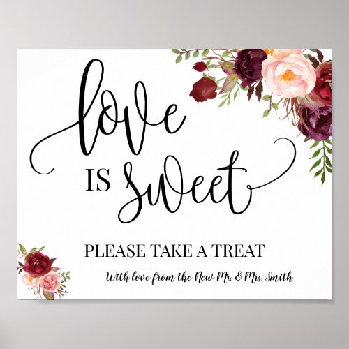 Love is Sweet dessert table wedding marsala sign