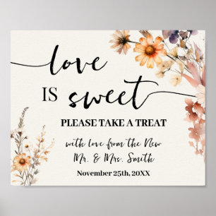 Love is Sweet Dessert Table Wildflowers Wedding Poster