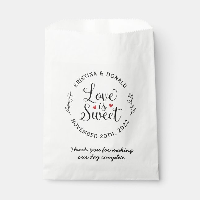 Love is Sweet Donut Thank you Wedding Favor Bag (Front)