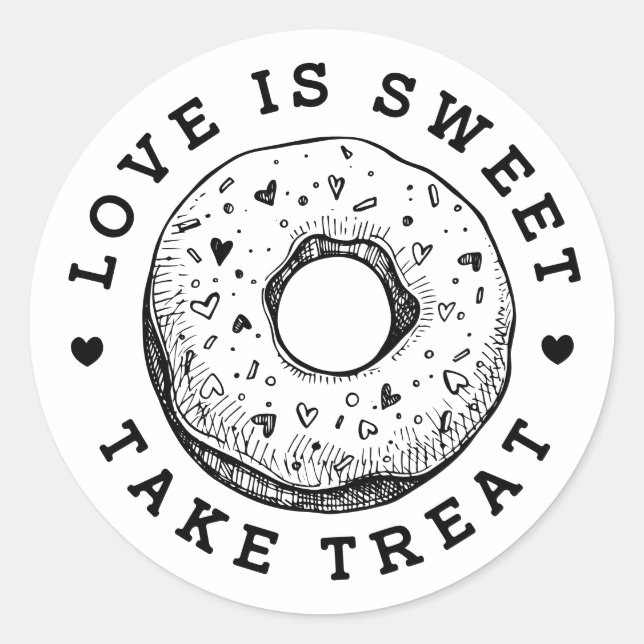 Love is Sweet Donut Wedding  Classic Round Sticker (Front)