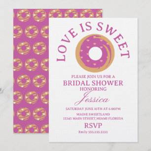 Love is sweet donut with hearts Bridal Shower Invitation