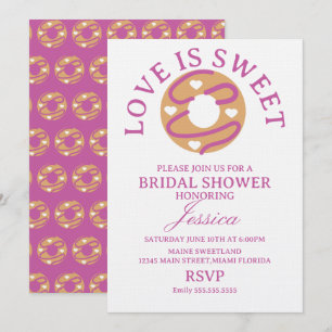 Love is sweet donut with hearts Bridal Shower Invitation