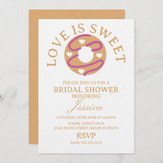 Love is sweet donut with hearts Bridal Shower Invitation
