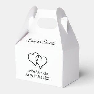 Love is sweet double heart wedding logo custom favor boxes