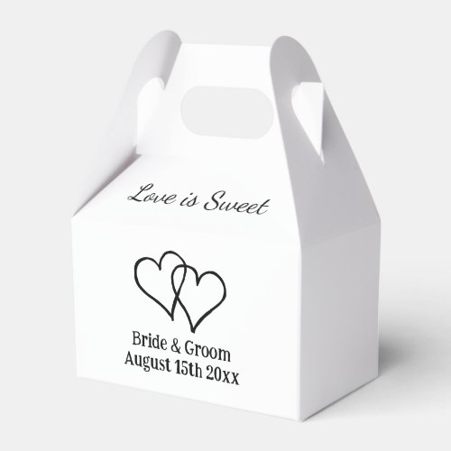 Love is sweet double heart wedding logo custom favor boxes