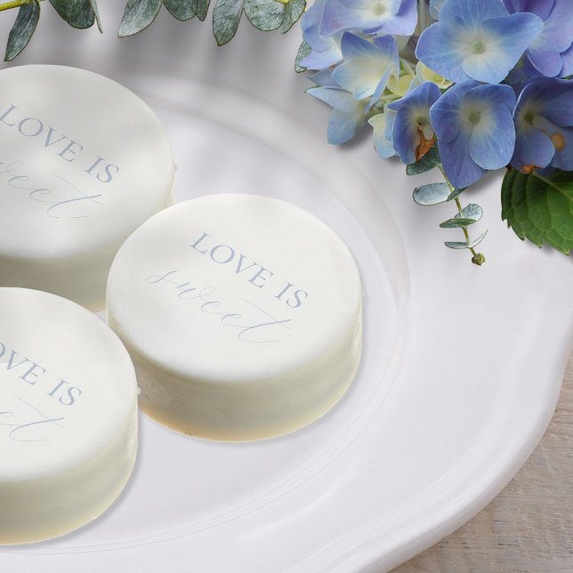 Love is Sweet | Dusty Blue Script Wedding Event  Chocolate Covered Oreo (Creator Uploaded)