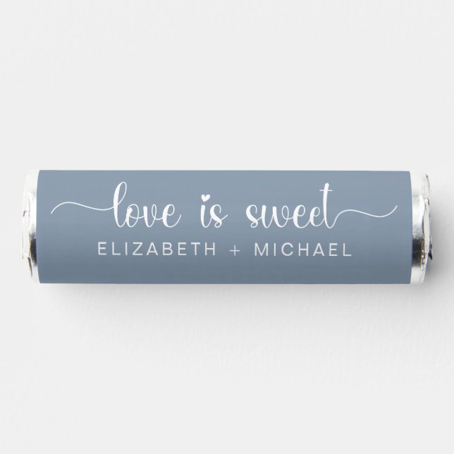 Love is Sweet Dusty Blue Wedding Breath Savers® Mints (Front)