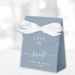 Love Is Sweet Dusty Blue Wedding Favor Boxes