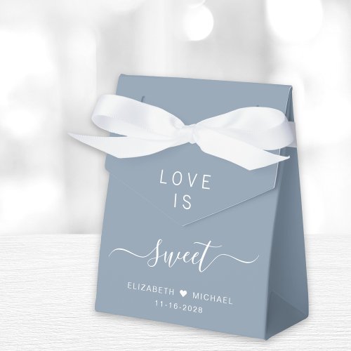 Love Is Sweet Dusty Blue Wedding Favor Boxes