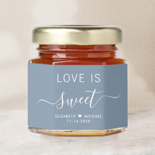 Love Is Sweet Dusty Blue Wedding Honey Jar Favors
