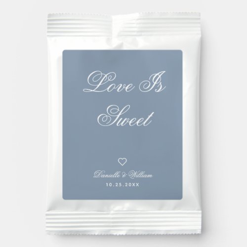 Love Is Sweet Dusty Blue Wedding White Calligraphy Hot Chocolate Drink Mix