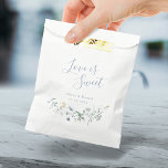 Love is sweet Dusty Blue Wildflower Rustic Boho  Favor Bag<br><div class="desc">Elegant delicate watercolor wildflower wreath design with modern love is sweet script in dusty blue. Pastel palettes of soft yellow, off white, sage green, dusty blue, and botanical greenery, simple and romantic. Great for modern rustic party, boho country garden wedding in spring and summer. See all the matching pieces in...</div>