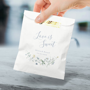 Love is sweet Dusty Blue Wildflower Rustic Boho Favor Bag