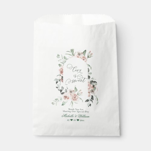Love is Sweet Dusty Rose Eucalyptus Wedding Favor Bag