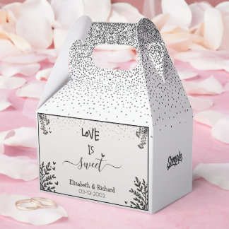 Love is Sweet Elegant Black and White Floral Favor Boxes