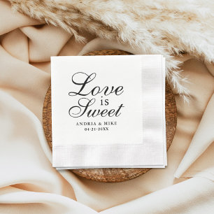 Love is Sweet Elegant Black Wedding Monogram Napkins