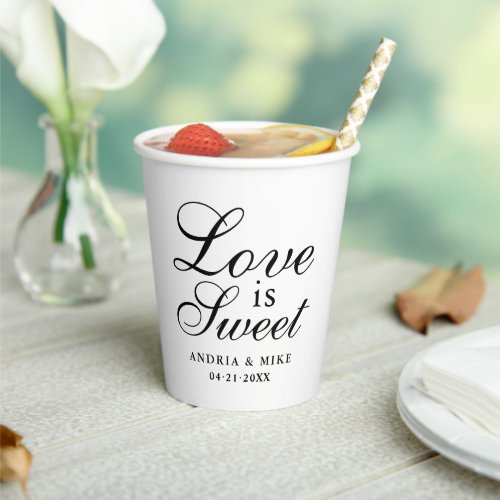 Love is Sweet Elegant Custom Wedding Monogram Paper Cups