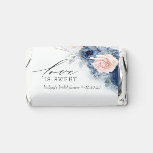Love is Sweet Elegant Dusty Blue Pink Floral Hershey's Miniatures