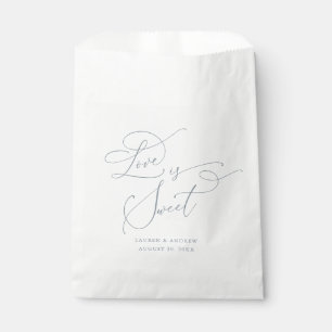 Love is Sweet Elegant Dusty Blue Wedding Favor Bag
