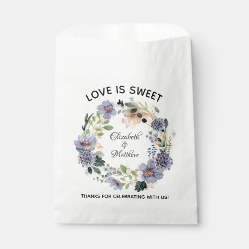 Love is Sweet Elegant Floral Wreath Wedding Favor Bag