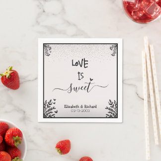 Love is sweet elegant fun script wedding napkins