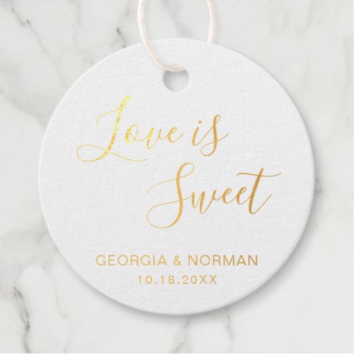 Love Is Sweet Elegant Gold Foil Wedding Foil Favor Tags