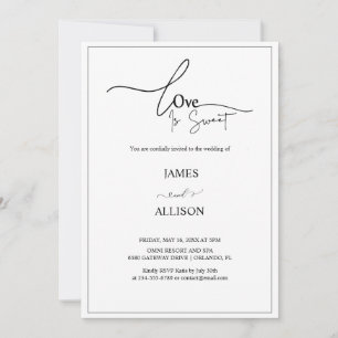 love is sweet Elegant Minimalist Simple Wedding  Invitation