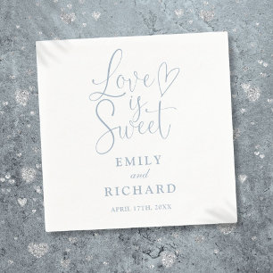 Love Is Sweet Elegant Modern Dusty Blue Wedding Napkins