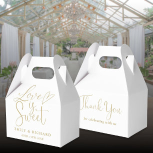 Love Is Sweet Elegant Modern Gold Wedding Favor Boxes