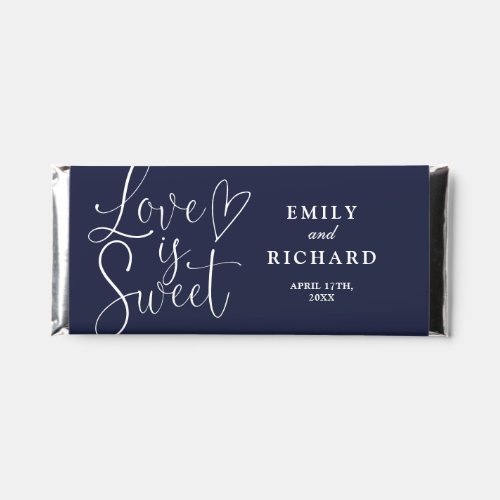 Love Is Sweet Elegant Modern Navy Blue Wedding Hershey Bar Favors