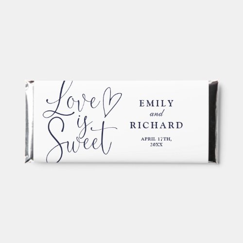 Love Is Sweet Elegant Modern Navy Blue Wedding Hershey Bar Favors