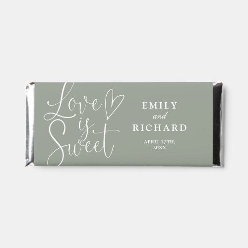 Love Is Sweet Elegant Modern Sage Green Wedding Hershey Bar Favors