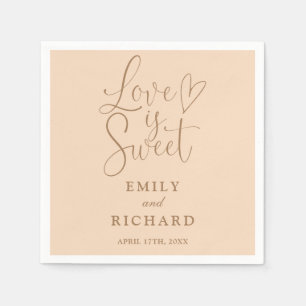Love Is Sweet Elegant Modern Soft Peach Wedding Napkins