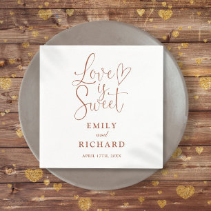 Love Is Sweet Elegant Modern Terracotta Wedding Napkins